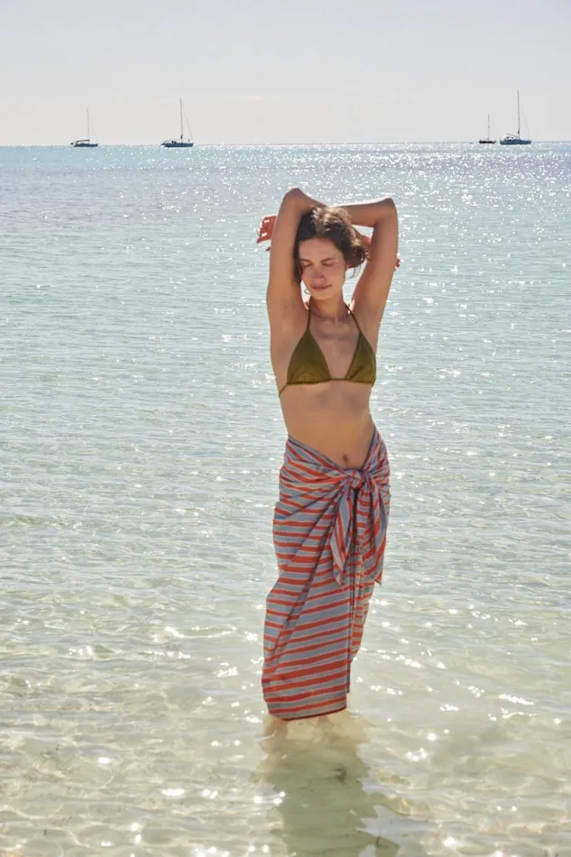 Natalie Martin SARONG Batik Stripe Sage Shop Coverups