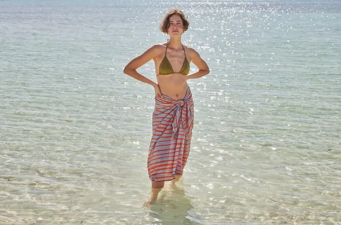 Natalie Martin SARONG Batik Stripe Sage Shop Coverups