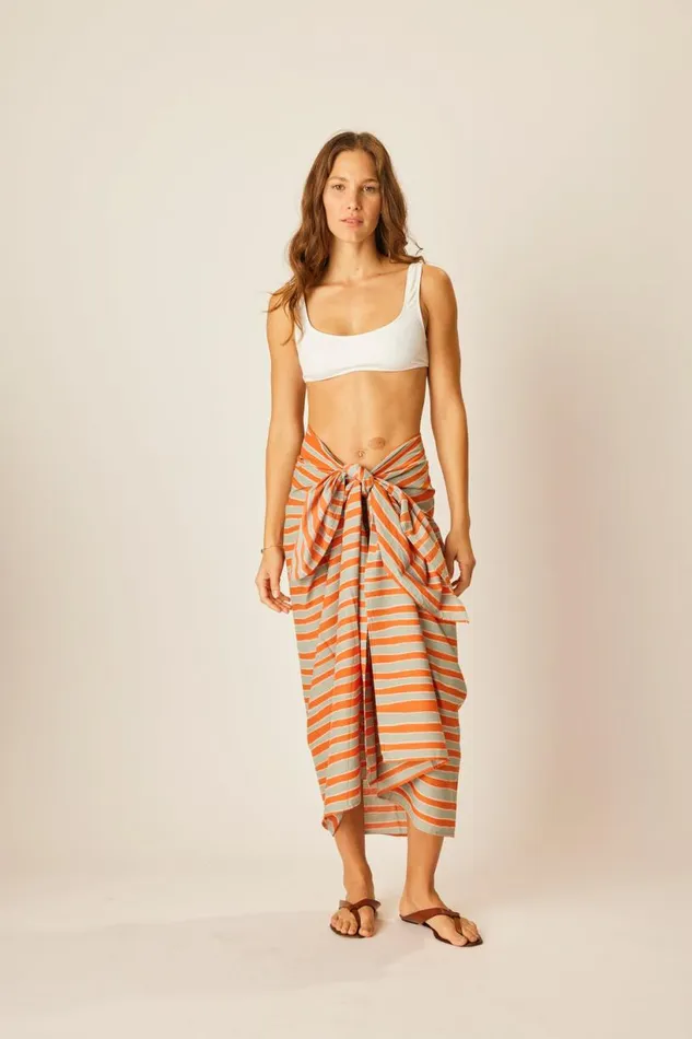Natalie Martin SARONG Batik Stripe Sage Shop Coverups
