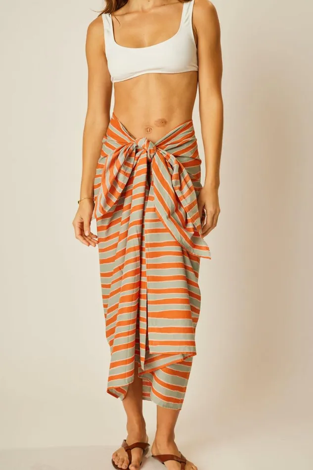 Natalie Martin SARONG Batik Stripe Sage Shop Coverups
