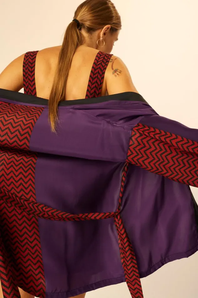 Natalie Martin SAYLOR KIMONO Block Zigzag Aubergine Shop Coverups