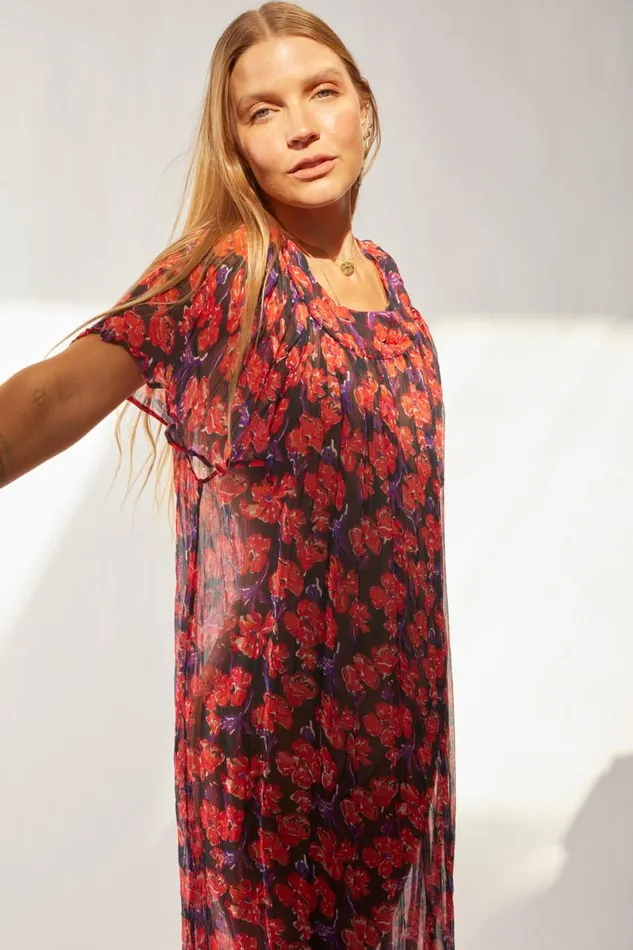 Natalie Martin SIENNA DRESS Chiffon Watercolor Print Onyx Shop Dresses