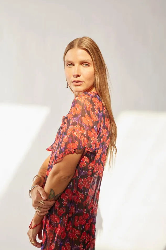Natalie Martin SIENNA DRESS Chiffon Watercolor Print Onyx Shop Dresses