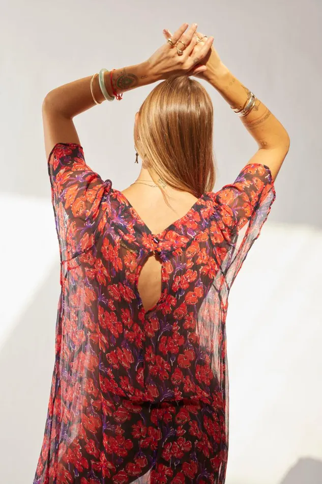 Natalie Martin SIENNA DRESS Chiffon Watercolor Print Onyx Shop Dresses
