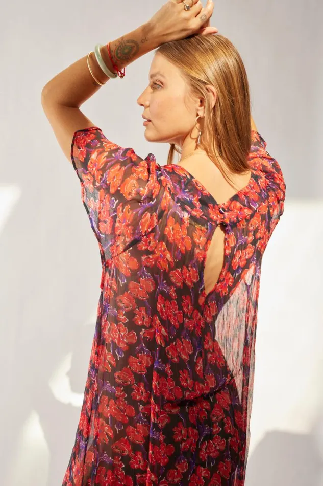 Natalie Martin SIENNA DRESS Chiffon Watercolor Print Onyx Shop Dresses