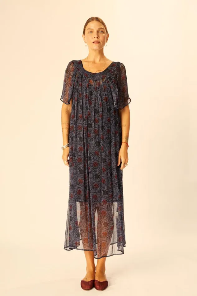 Natalie Martin SIENNA DRESS Snowflake Steel Blue Shop Dresses