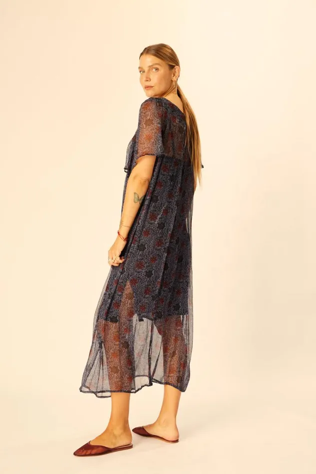 Natalie Martin SIENNA DRESS Snowflake Steel Blue Shop Dresses