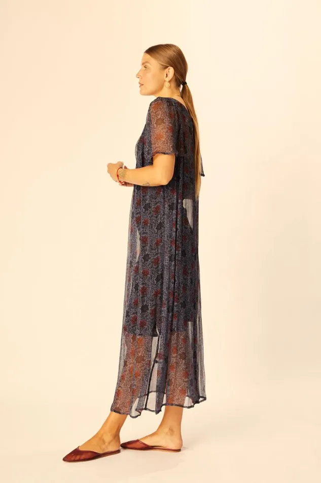Natalie Martin SIENNA DRESS Snowflake Steel Blue Shop Dresses