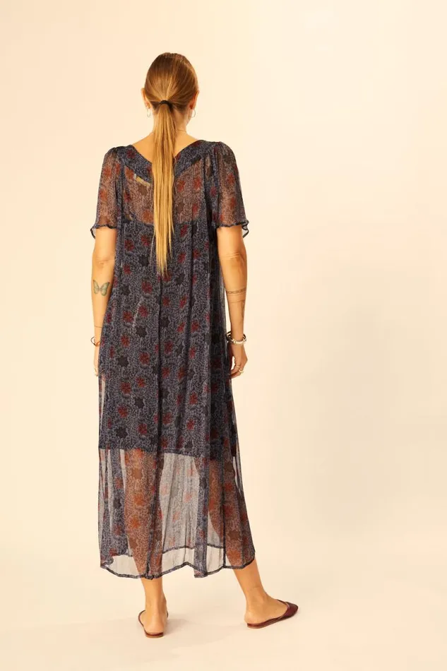 Natalie Martin SIENNA DRESS Snowflake Steel Blue Shop Dresses
