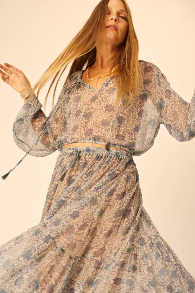 Natalie Martin SIERRA SKIRT Chiffon Snowflake Sea Shop Bottoms