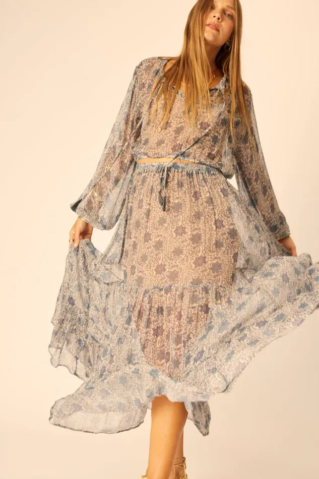 Natalie Martin SIERRA SKIRT Chiffon Snowflake Sea Shop Bottoms