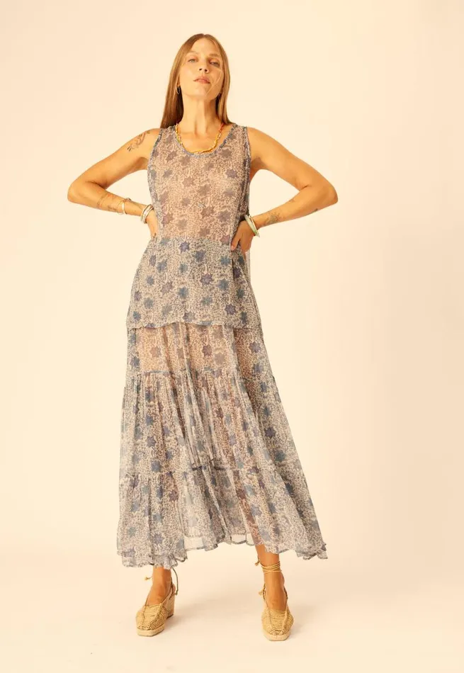 Natalie Martin SIERRA SKIRT Chiffon Snowflake Sea Shop Bottoms