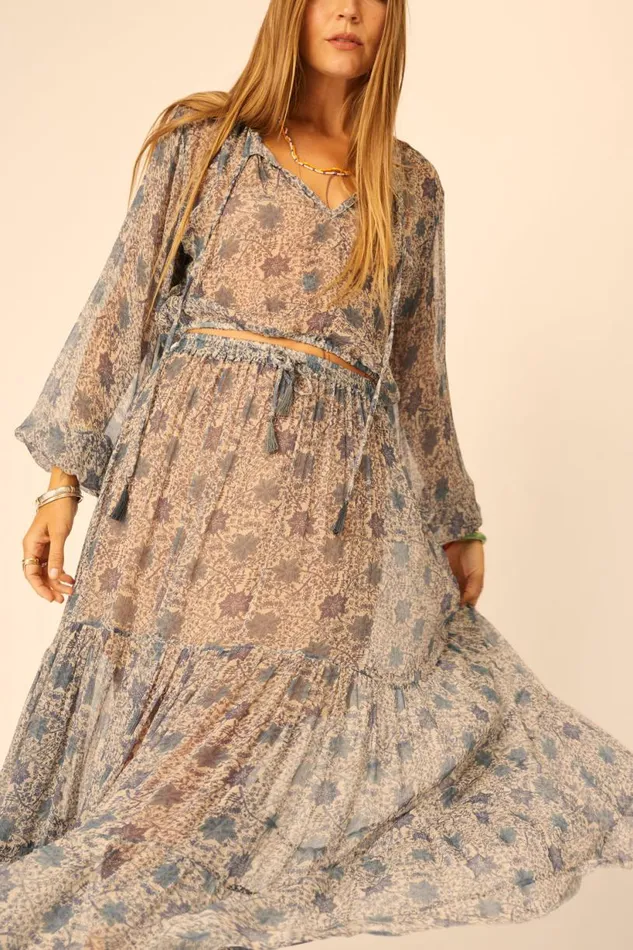 Natalie Martin SIERRA SKIRT Chiffon Snowflake Sea Shop Bottoms