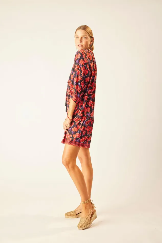 Natalie Martin STEVIE DRESS Silk Watercolor Print Onyx Shop Dresses