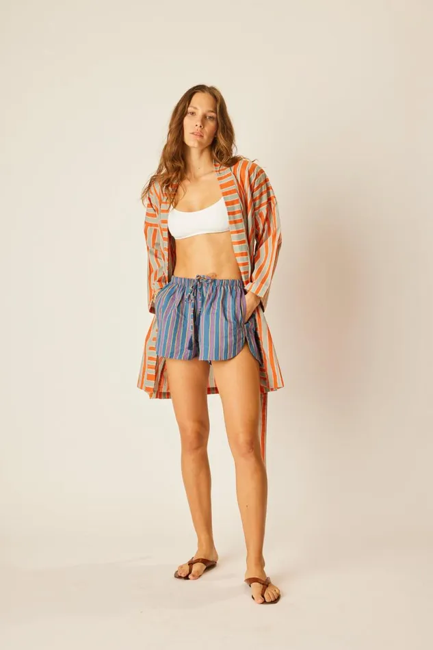 Natalie Martin TASH SHORT Batik Stripe Blood Orange Shop Bottoms