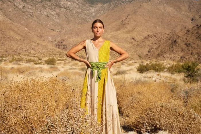 Natalie Martin TOVA MAXI Block Zigzag Tangerine Shop Dresses