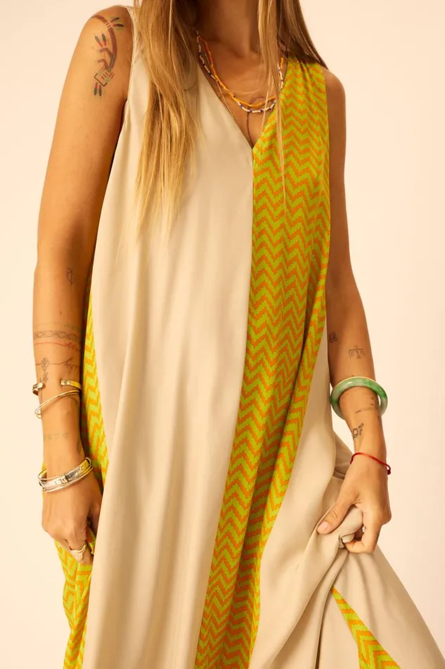 Natalie Martin TOVA MAXI Block Zigzag Tangerine Shop Dresses