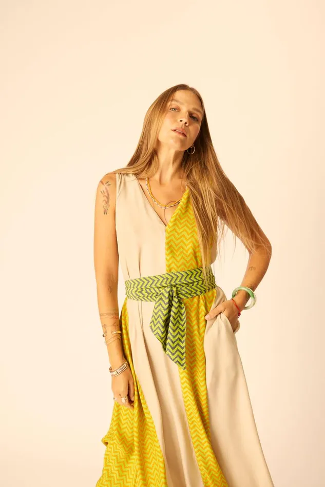 Natalie Martin TOVA MAXI Block Zigzag Tangerine Shop Dresses