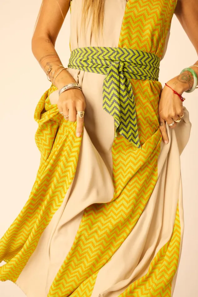 Natalie Martin TOVA MAXI Block Zigzag Tangerine Shop Dresses