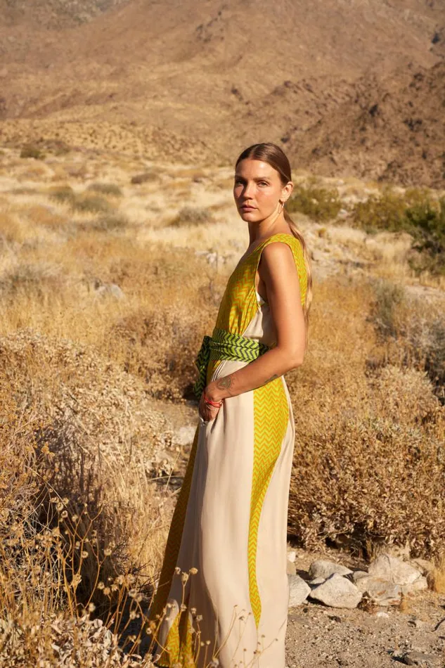 Natalie Martin TOVA MAXI Block Zigzag Tangerine Shop Dresses