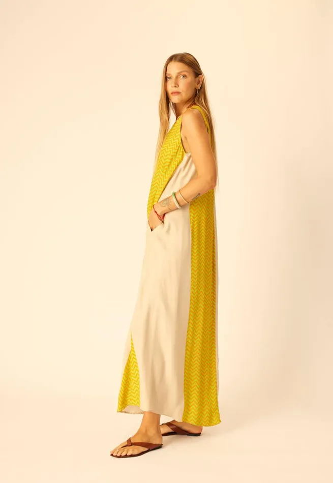 Natalie Martin TOVA MAXI Block Zigzag Tangerine Shop Dresses