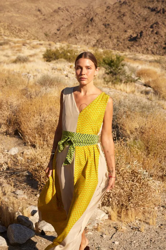 Natalie Martin TOVA MAXI Block Zigzag Tangerine Shop Dresses