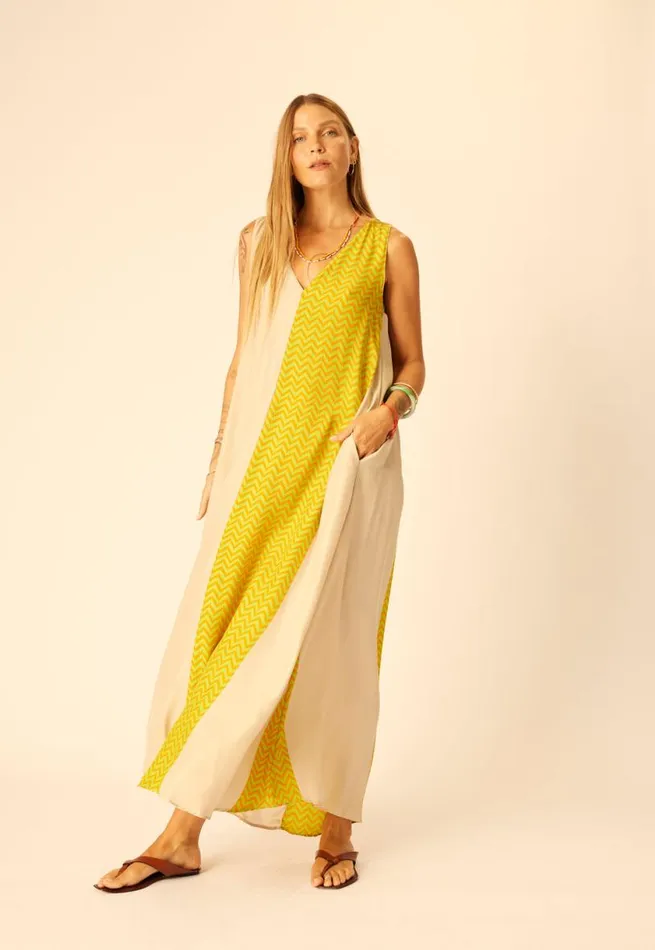 Natalie Martin TOVA MAXI Block Zigzag Tangerine Shop Dresses