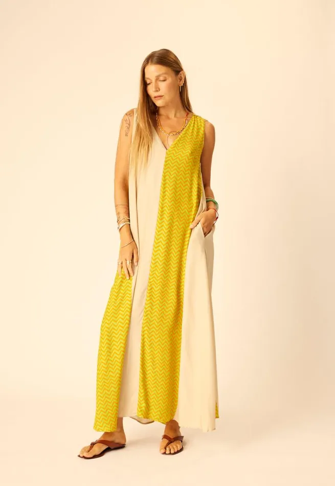 Natalie Martin TOVA MAXI Block Zigzag Tangerine Shop Dresses