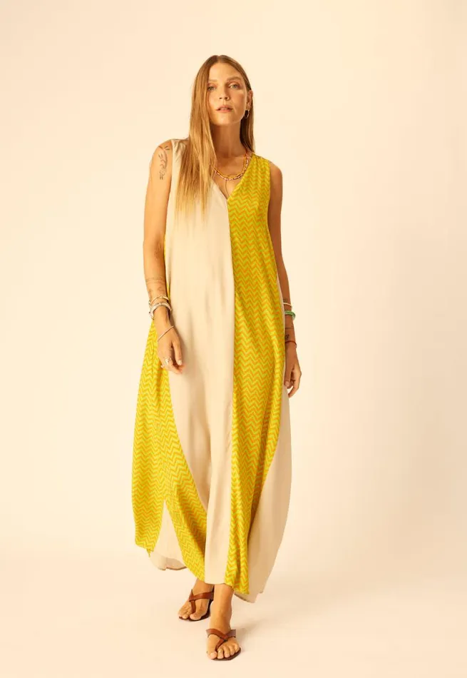Natalie Martin TOVA MAXI Block Zigzag Tangerine Shop Dresses