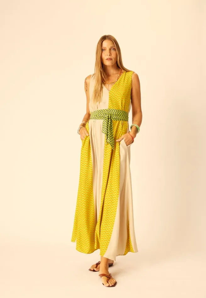Natalie Martin TOVA MAXI Block Zigzag Tangerine Shop Dresses