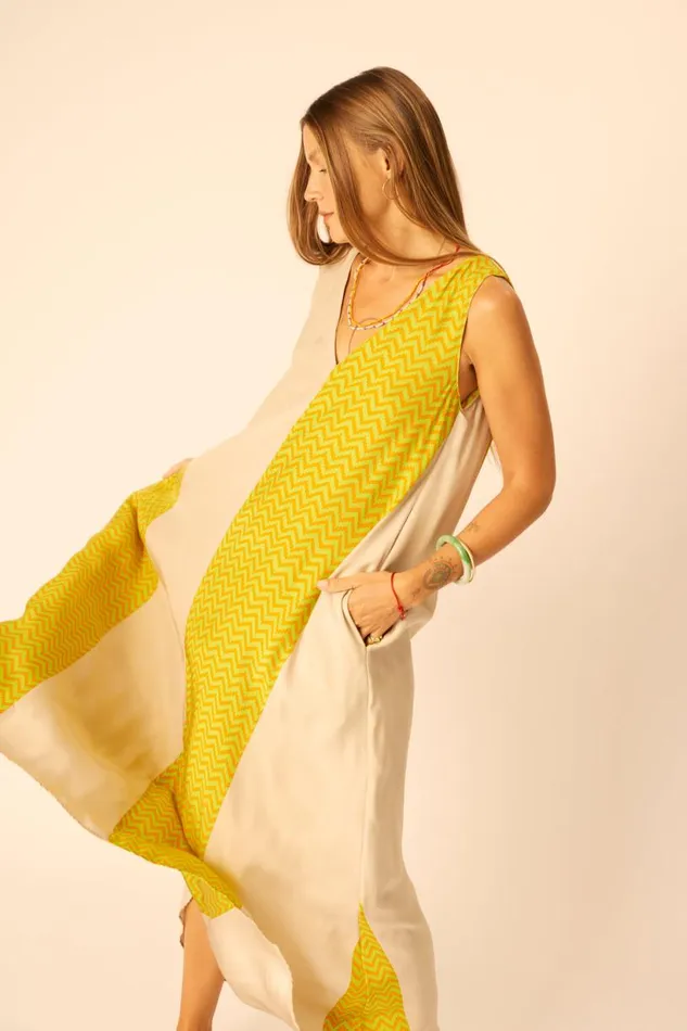 Natalie Martin TOVA MAXI Block Zigzag Tangerine Shop Dresses