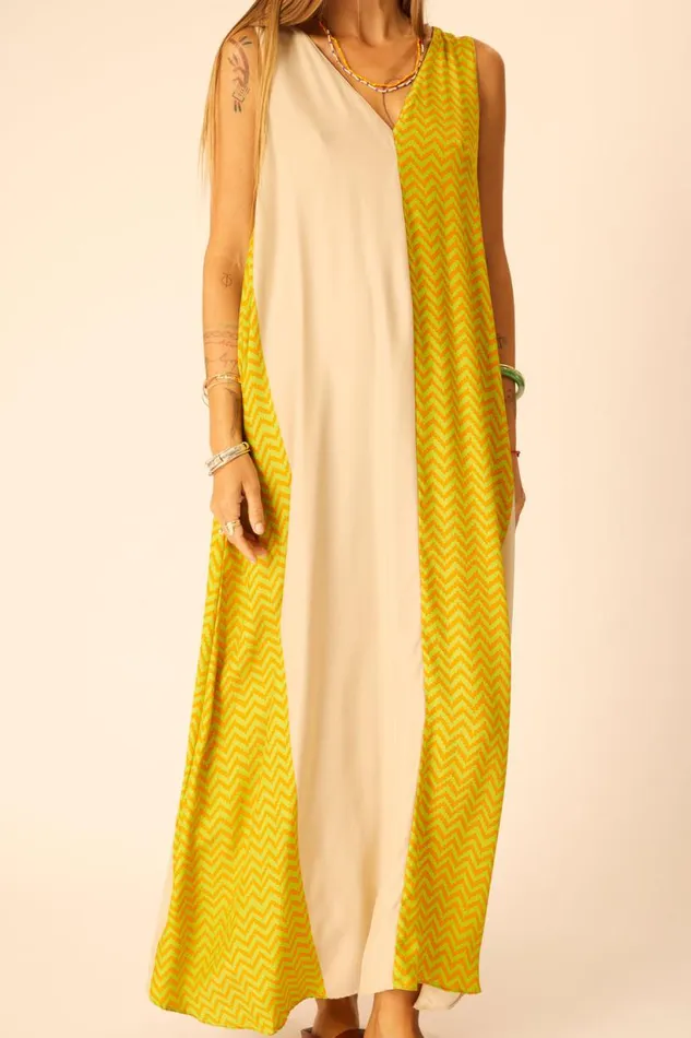 Natalie Martin TOVA MAXI Block Zigzag Tangerine Shop Dresses