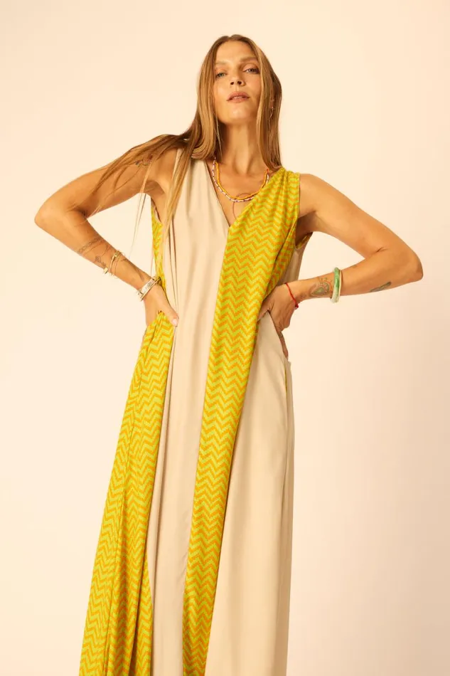 Natalie Martin TOVA MAXI Block Zigzag Tangerine Shop Dresses
