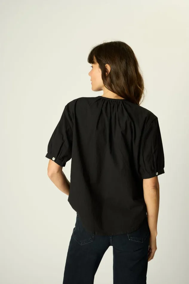 Natalie Martin VIOLET TOP Black Flat Cotton Shop Tops