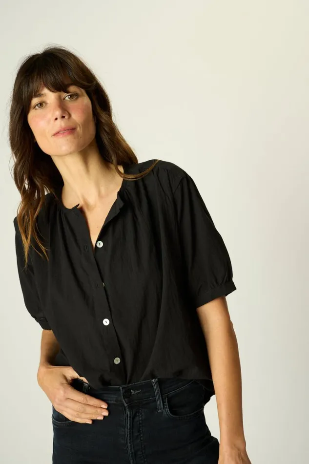 Natalie Martin VIOLET TOP Black Flat Cotton Shop Tops