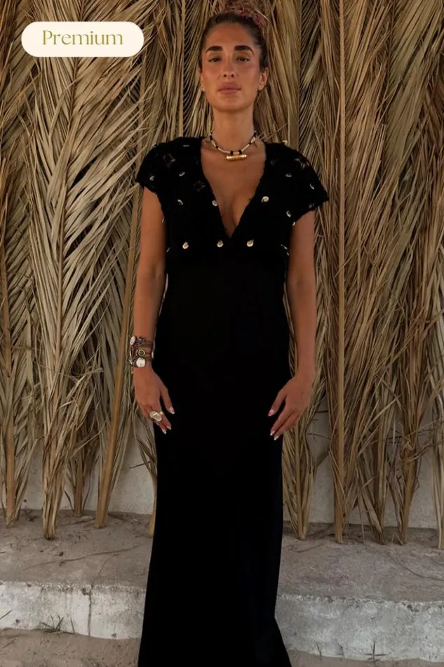 Never Fully Dressed Black Crochet Shell Elodie Dress Petite Women Petite