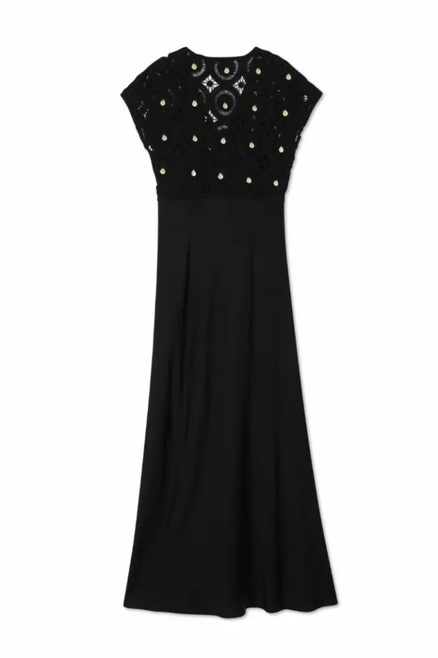 Never Fully Dressed Black Crochet Shell Elodie Dress Petite Women Petite