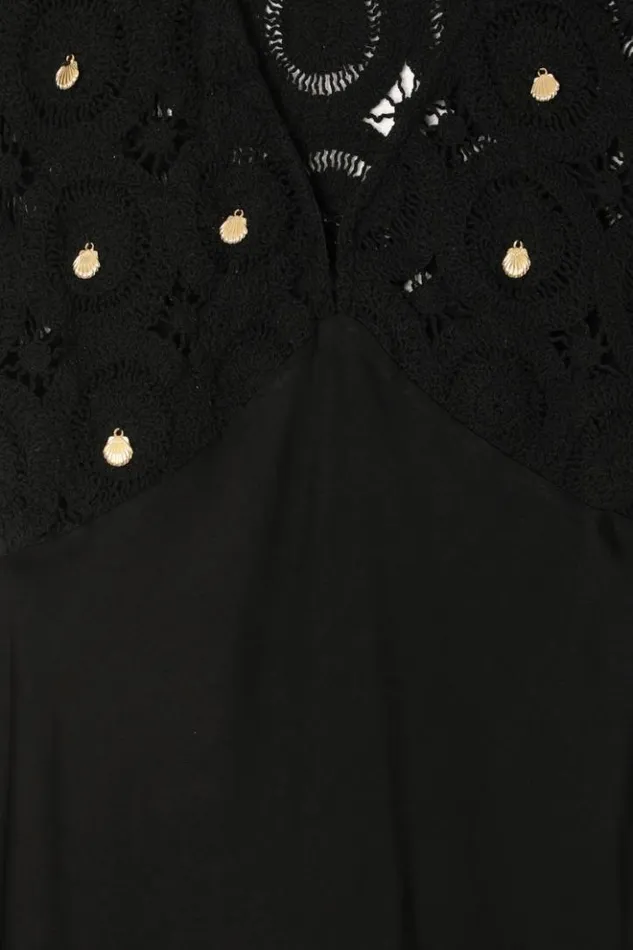 Never Fully Dressed Black Crochet Shell Elodie Dress Petite Women Petite