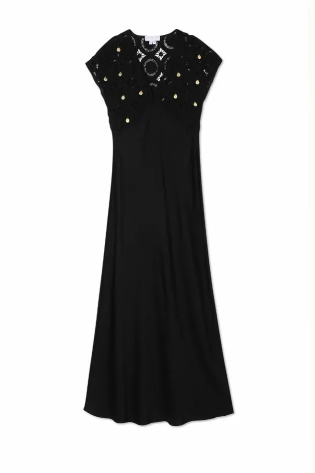 Never Fully Dressed Black Crochet Shell Elodie Dress Petite Women Petite
