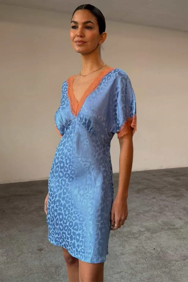 Never Fully Dressed Blue Jacquard Mini Thea Dress Petite Women Petite