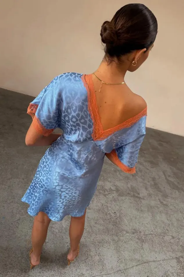 Never Fully Dressed Blue Jacquard Mini Thea Dress Petite Women Petite