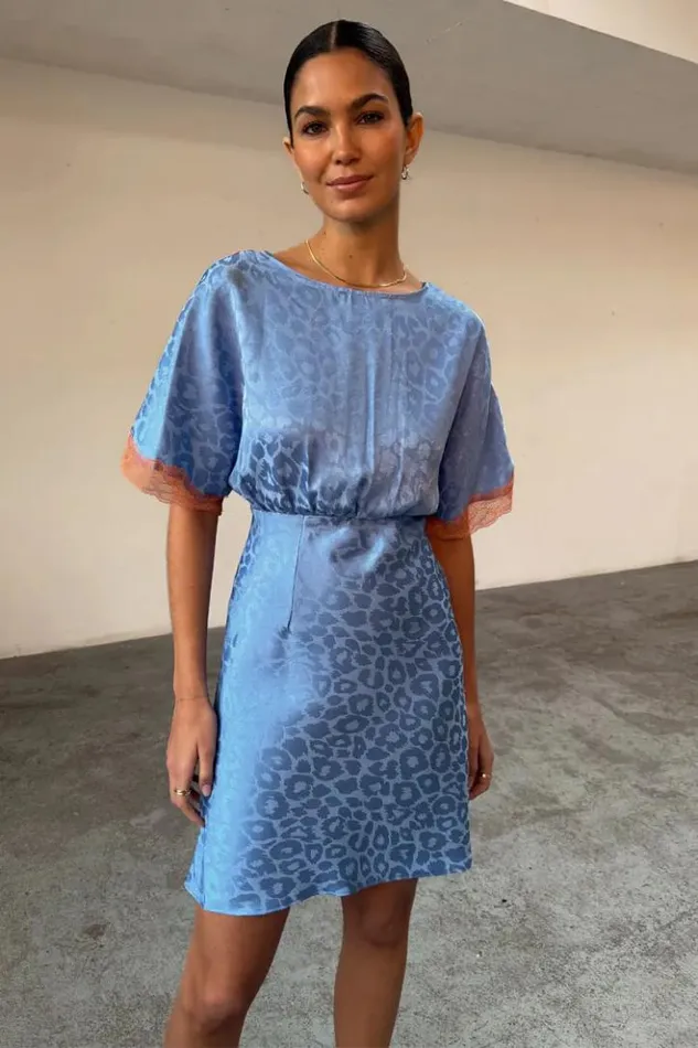 Never Fully Dressed Blue Jacquard Mini Thea Dress Petite Women Petite