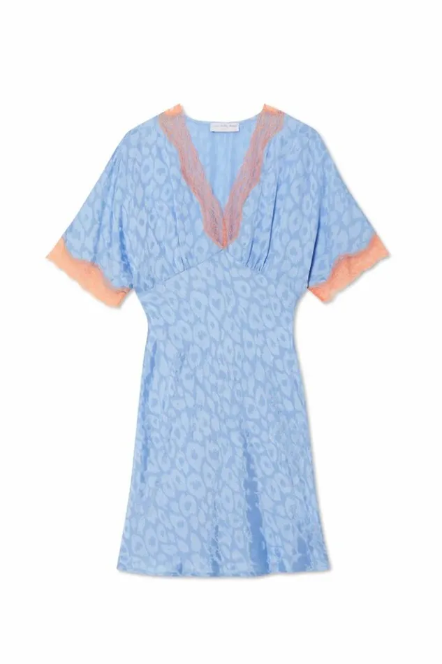 Never Fully Dressed Blue Jacquard Mini Thea Dress Petite Women Petite