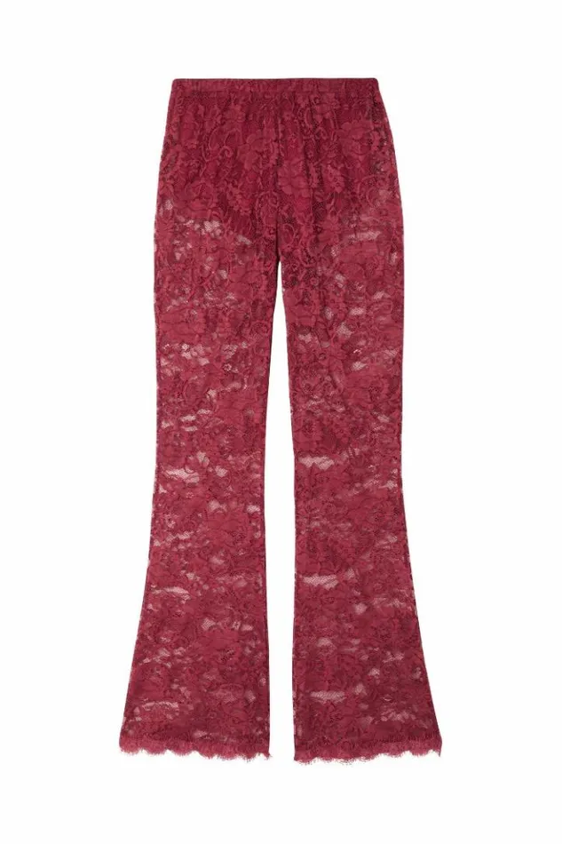 Never Fully Dressed Burgundy Lace Diva Trousers Women Trousers and Shorts