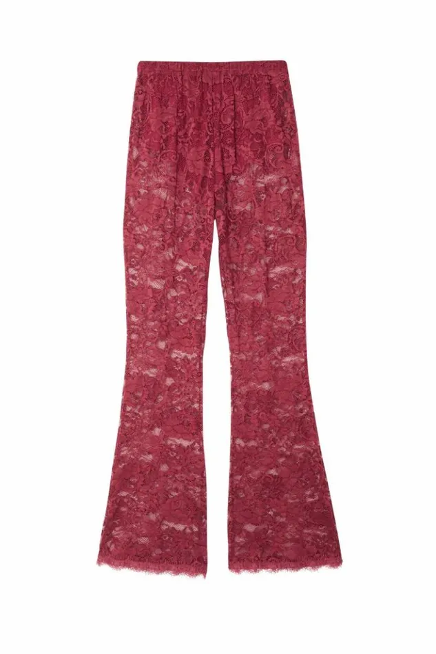Never Fully Dressed Burgundy Lace Diva Trousers Women Trousers and Shorts