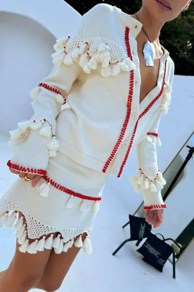 Never Fully Dressed Ivory And Red Jake Skirt Women Knitwear Never Fully Dressed Ivory And Red Jake Skirt Women Knitwear