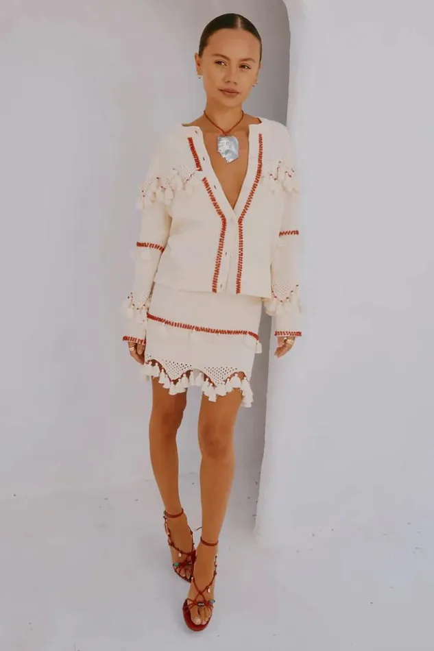 Never Fully Dressed Ivory And Red Jake Skirt Women Knitwear Never Fully Dressed Ivory And Red Jake Skirt Women Knitwear