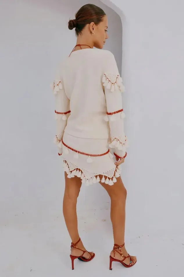 Never Fully Dressed Ivory And Red Jake Skirt Women Knitwear Never Fully Dressed Ivory And Red Jake Skirt Women Knitwear