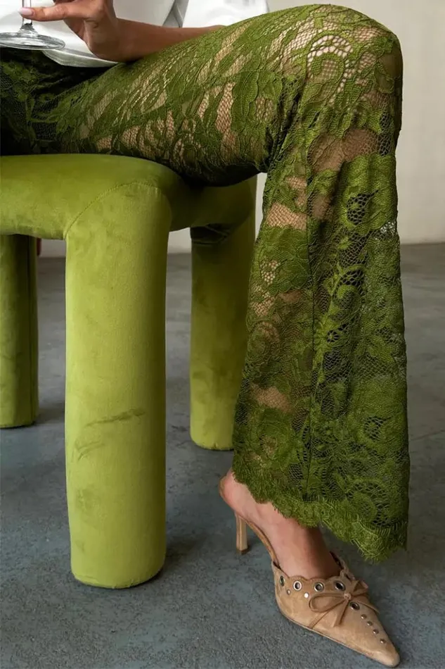 Never Fully Dressed Olive Lace Diva Trousers Petite Women Trousers and Shorts