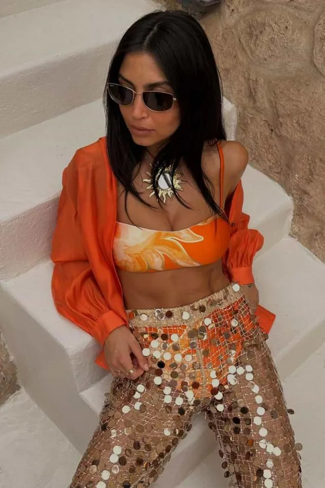 Never Fully Dressed Orange Miley Shirt Women Swim
